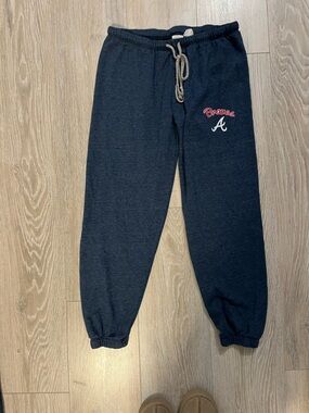 Men's Navy Braves Jogger Sweatpants with Drawstring size large